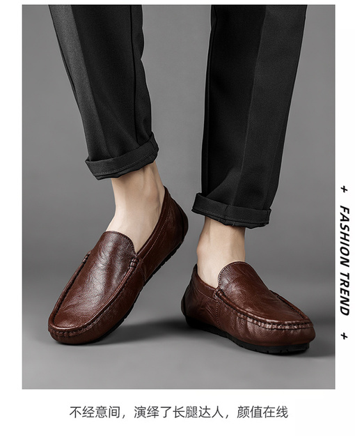 Mokasyny męskie luksusowego projektanta - Zapatos De Hombre Slip-On skórzane, dorosłe, miękkie, płaskie buty wsuwane - Wianko - 14