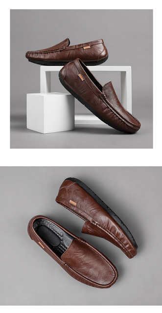 Mokasyny męskie luksusowego projektanta - Zapatos De Hombre Slip-On skórzane, dorosłe, miękkie, płaskie buty wsuwane - Wianko - 17
