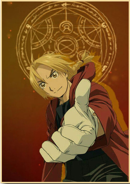 Fullemetal Alchemist - plakat retro na brązowym papierze do salonu, kawiarni, baru. Dekoracja ściany z motywem badań - Wianko - 2