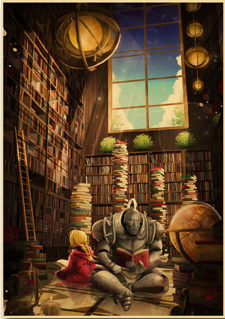 Fullemetal Alchemist - plakat retro na brązowym papierze do salonu, kawiarni, baru. Dekoracja ściany z motywem badań - Wianko - 6