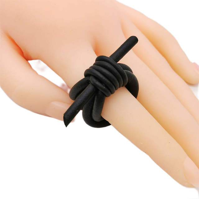 Pierścień gumowy UKEBAY Handmade o elastycznej linie, miękki i czarny, w stylu bohemia, vintage, dla kobiet - biżuteria palcowa - Wianko - 1