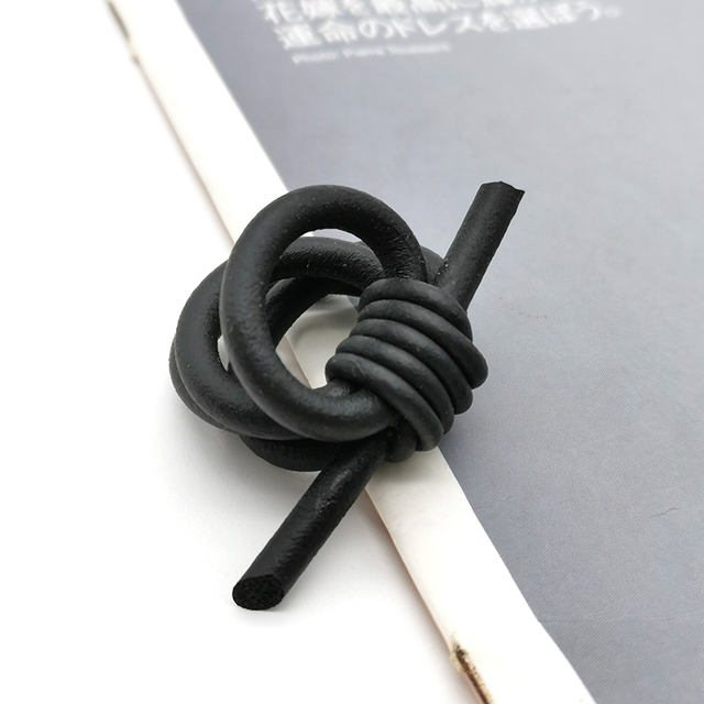 Pierścień gumowy UKEBAY Handmade o elastycznej linie, miękki i czarny, w stylu bohemia, vintage, dla kobiet - biżuteria palcowa - Wianko - 5