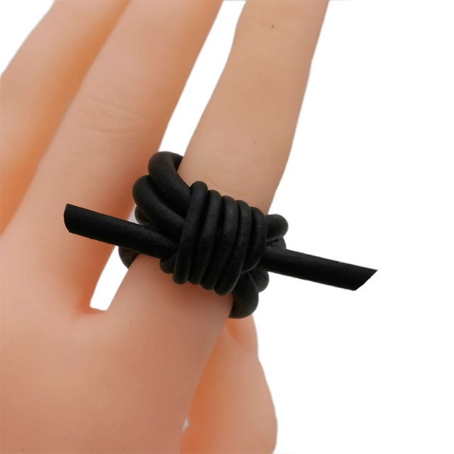 Pierścień gumowy UKEBAY Handmade o elastycznej linie, miękki i czarny, w stylu bohemia, vintage, dla kobiet - biżuteria palcowa - Wianko - 7