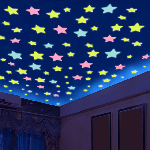Naklejki ścienne - 100 sztuk sufitowe świecące gwiazdy dla dzieci - Wianko - 2