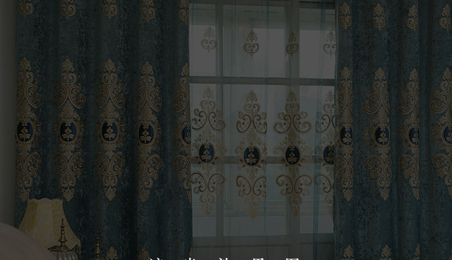 Zasłony europejskiego stylu do salonu z haftowanymi zasłonami Chenille, kolor niebieski, do sypialni - Wianko - 3