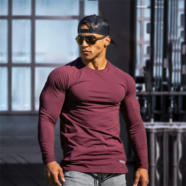 Długorękawowa koszulka męska do biegania jesienią 2021 z rajstopami, sportowa bluza dopasowana, komfortowa, w nowym kolorze Streetwear - Wianko - 5