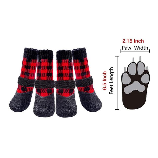 4 sztuki długie skarpetki bawełniane gumowe buty ciepłe dla psa - Wianko - 5