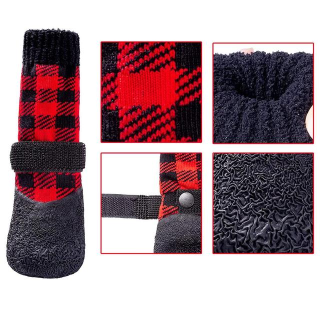 4 sztuki długie skarpetki bawełniane gumowe buty ciepłe dla psa - Wianko - 3