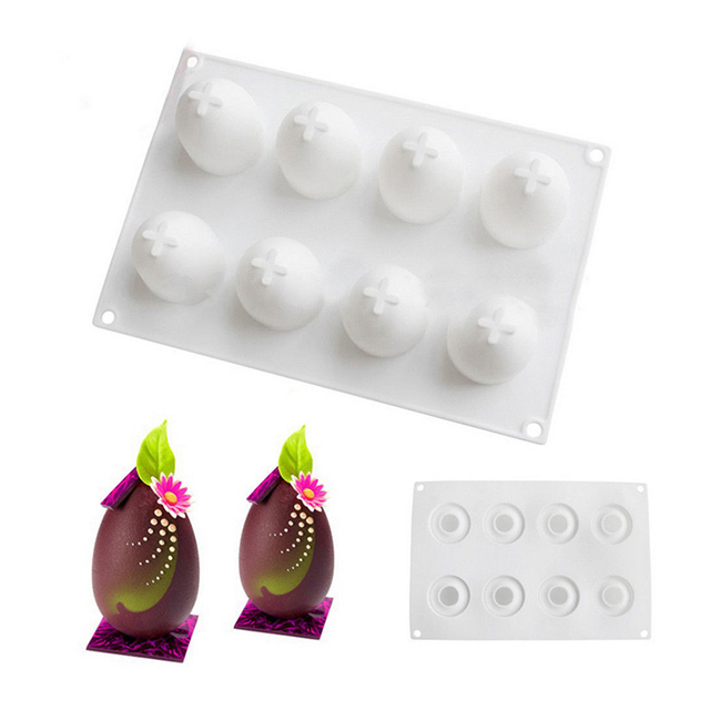 Silikonowa forma do mydła i ciasta w kształcie 8-wnęki pisanki do dekoracji i pieczenia ciasteczka oraz czekolady - DIY Handmade - Wianko - 1