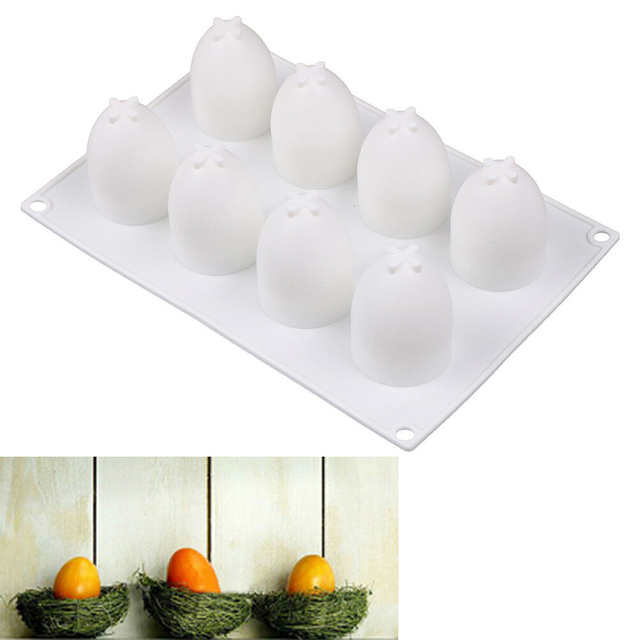 Silikonowa forma do mydła i ciasta w kształcie 8-wnęki pisanki do dekoracji i pieczenia ciasteczka oraz czekolady - DIY Handmade - Wianko - 6
