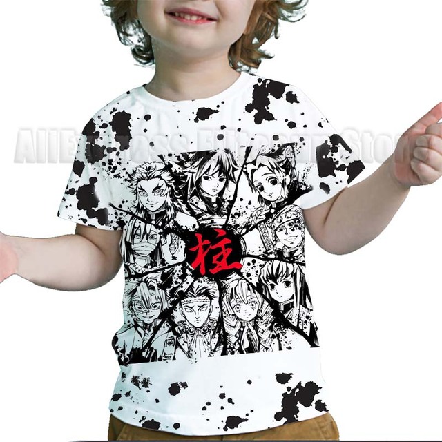 Dziecięce koszulki z krótkim rękawem Demon Slayer 3D - maluchy, Cartoon Anime, letnie chłopcy i dziewczęta - Wianko - 6