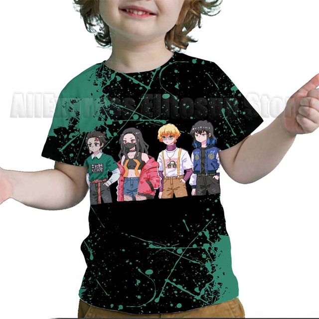 Dziecięce koszulki z krótkim rękawem Demon Slayer 3D - maluchy, Cartoon Anime, letnie chłopcy i dziewczęta - Wianko - 16