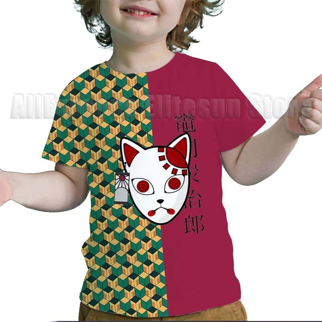 Dziecięce koszulki z krótkim rękawem Demon Slayer 3D - maluchy, Cartoon Anime, letnie chłopcy i dziewczęta - Wianko - 10