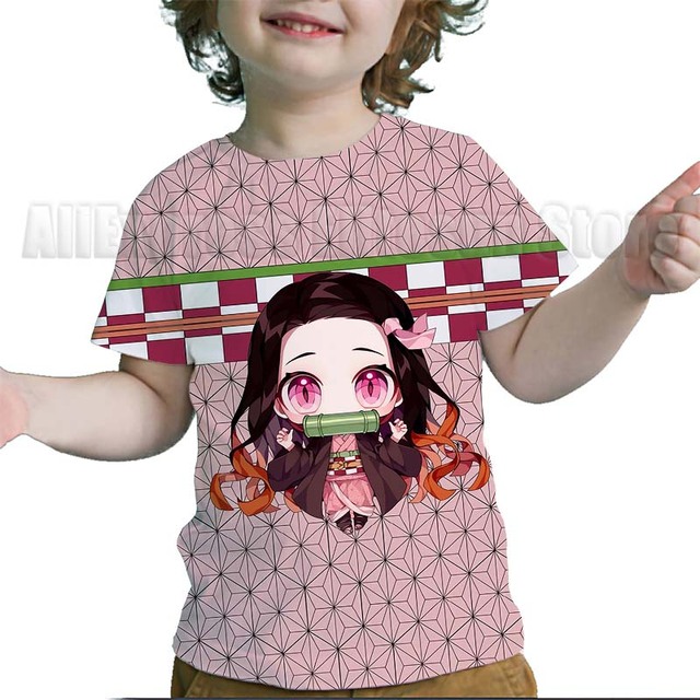Dziecięce koszulki z krótkim rękawem Demon Slayer 3D - maluchy, Cartoon Anime, letnie chłopcy i dziewczęta - Wianko - 12