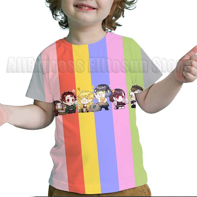 Dziecięce koszulki z krótkim rękawem Demon Slayer 3D - maluchy, Cartoon Anime, letnie chłopcy i dziewczęta - Wianko - 14