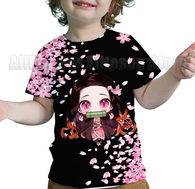 Dziecięce koszulki z krótkim rękawem Demon Slayer 3D - maluchy, Cartoon Anime, letnie chłopcy i dziewczęta - Wianko - 13