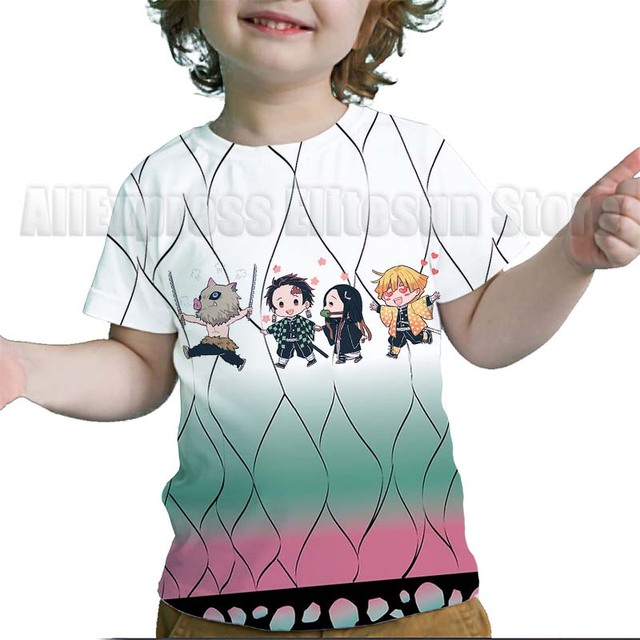 Dziecięce koszulki z krótkim rękawem Demon Slayer 3D - maluchy, Cartoon Anime, letnie chłopcy i dziewczęta - Wianko - 3