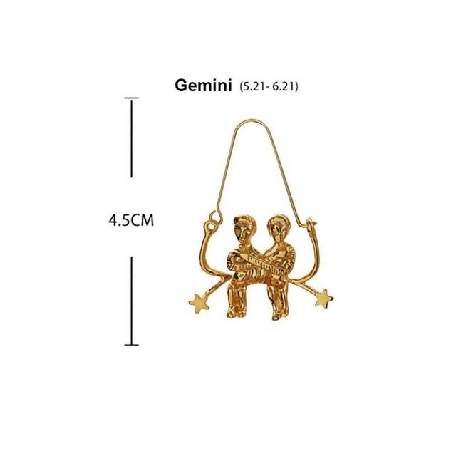 Wiszące kolczyki ze znakiem zodiaku dla kobiet - Złote konstelacje - Baran, Leo, Wodnik - Wianko - 49