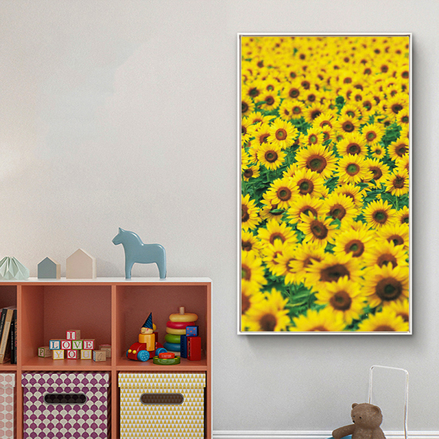 Plakat bezramkowy - Duże słoneczniki - Obrazy roślinne - Nowoczesna dekoracja domowa - Wianko - 7