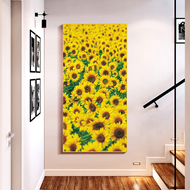 Plakat bezramkowy - Duże słoneczniki - Obrazy roślinne - Nowoczesna dekoracja domowa - Wianko - 9