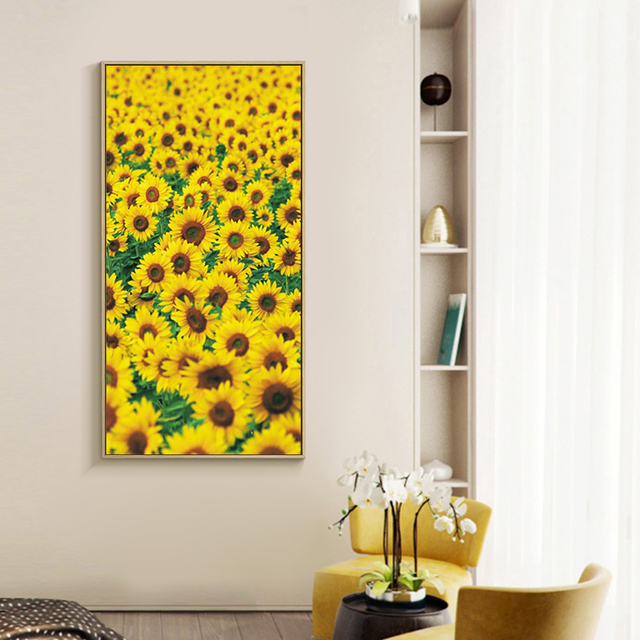 Plakat bezramkowy - Duże słoneczniki - Obrazy roślinne - Nowoczesna dekoracja domowa - Wianko - 10