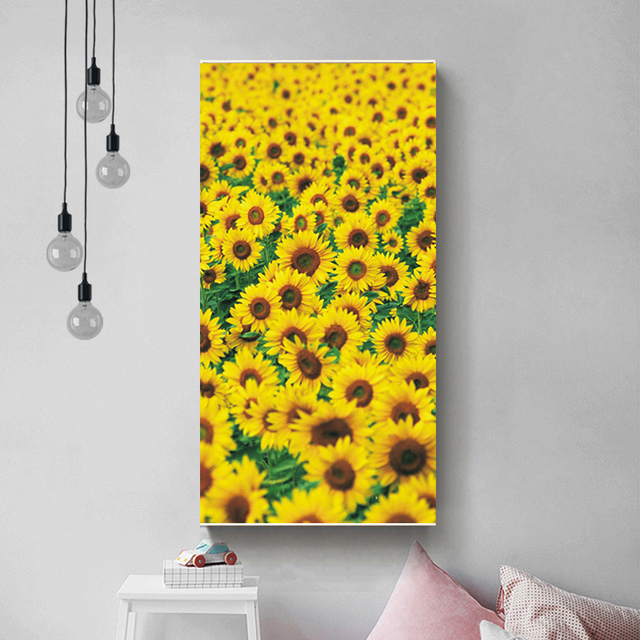 Plakat bezramkowy - Duże słoneczniki - Obrazy roślinne - Nowoczesna dekoracja domowa - Wianko - 8