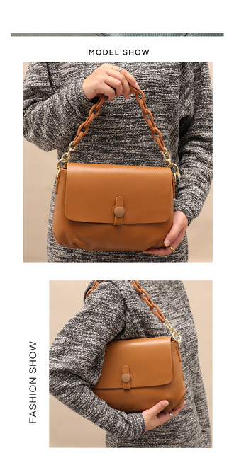 Luksusowa skórzana torba na ramię dla kobiet z łańcuchowym uchwytem - miękka torebka Messenger dla codziennego użytku - Wianko - 6