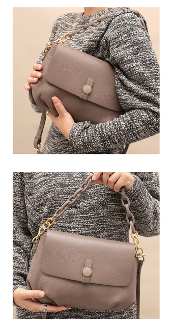 Luksusowa skórzana torba na ramię dla kobiet z łańcuchowym uchwytem - miękka torebka Messenger dla codziennego użytku - Wianko - 9