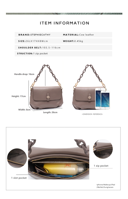 Luksusowa skórzana torba na ramię dla kobiet z łańcuchowym uchwytem - miękka torebka Messenger dla codziennego użytku - Wianko - 5