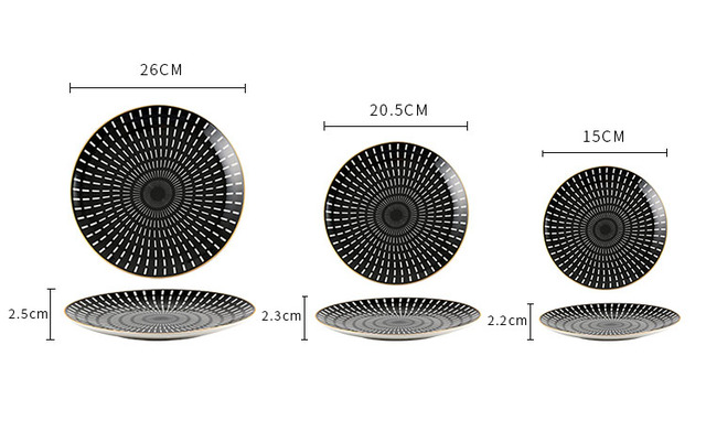 Nordyckie danie główne zastawa stołowa porcelanowy zestaw obiadowy z geometrycznymi talerzami i ceramiczną tacą - Wianko - 1