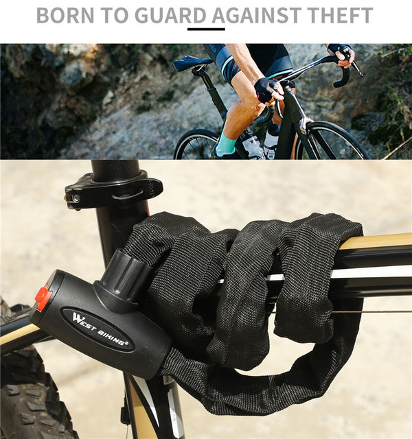 WEST BIKING - Blokada rowerowa stalowa Anti-theft łańcuch rowerowy z 2 kluczami, 0.6M / 0.9M / 1.2M, wzmocnione bezpieczeństwo - Wianko - 11