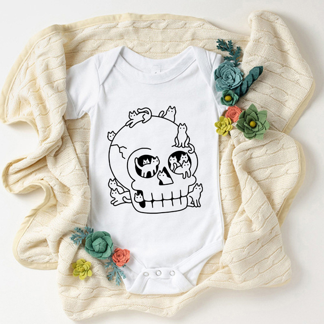 Gothic Harajuku body niemowlęce - szatan i kot graficzny, USA, nowy styl - Hipster, dla chłopca, dla dziewczynki, casual, trendy - Wianko - 21