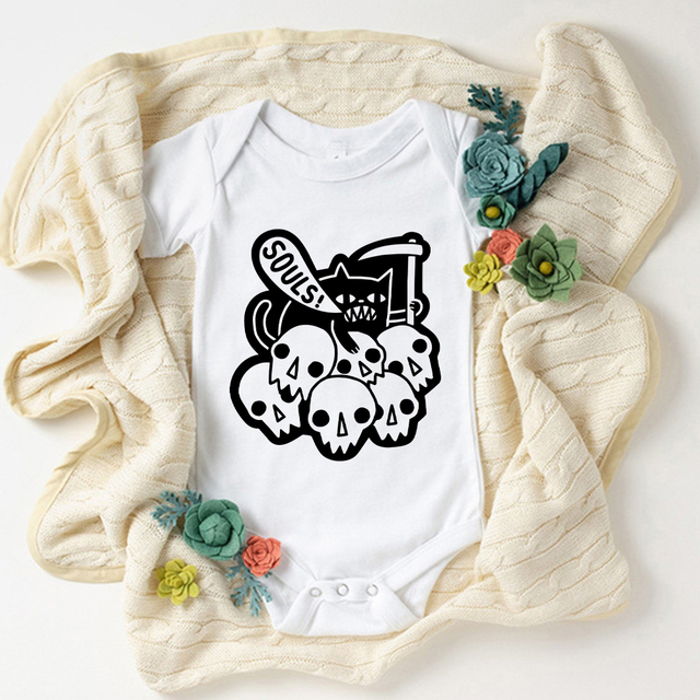 Gothic Harajuku body niemowlęce - szatan i kot graficzny, USA, nowy styl - Hipster, dla chłopca, dla dziewczynki, casual, trendy - Wianko - 16