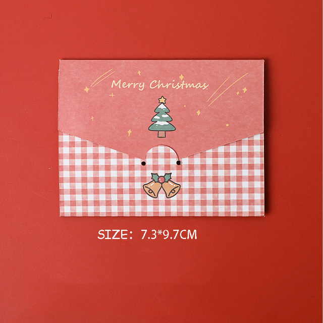 Karty z życzeniami Kawaii Cartoon Christmas - składane małe karty w kopercie do samodzielnego ozdabiania (1 sztuka) - Wianko - 18