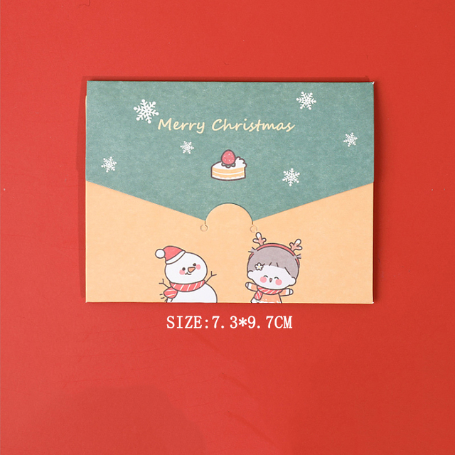 Karty z życzeniami Kawaii Cartoon Christmas - składane małe karty w kopercie do samodzielnego ozdabiania (1 sztuka) - Wianko - 21