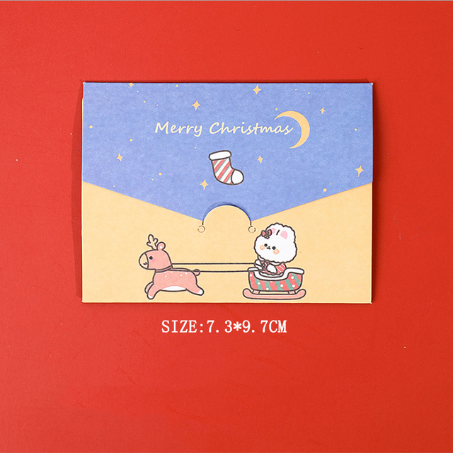 Karty z życzeniami Kawaii Cartoon Christmas - składane małe karty w kopercie do samodzielnego ozdabiania (1 sztuka) - Wianko - 19