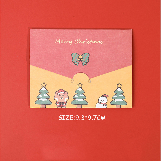 Karty z życzeniami Kawaii Cartoon Christmas - składane małe karty w kopercie do samodzielnego ozdabiania (1 sztuka) - Wianko - 17
