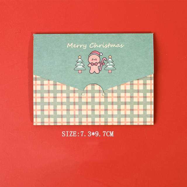 Karty z życzeniami Kawaii Cartoon Christmas - składane małe karty w kopercie do samodzielnego ozdabiania (1 sztuka) - Wianko - 20