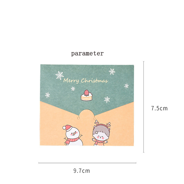 Karty z życzeniami Kawaii Cartoon Christmas - składane małe karty w kopercie do samodzielnego ozdabiania (1 sztuka) - Wianko - 8
