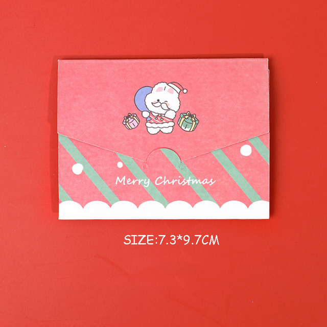 Karty z życzeniami Kawaii Cartoon Christmas - składane małe karty w kopercie do samodzielnego ozdabiania (1 sztuka) - Wianko - 16