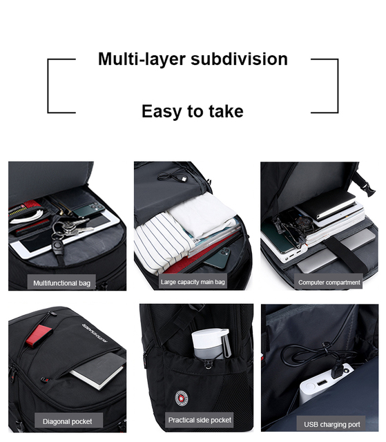 Męski plecak oxford anty-złodziej z portem USB, wodoodporny, podróżny, styl retro, 15/17 cali - Wianko - 11