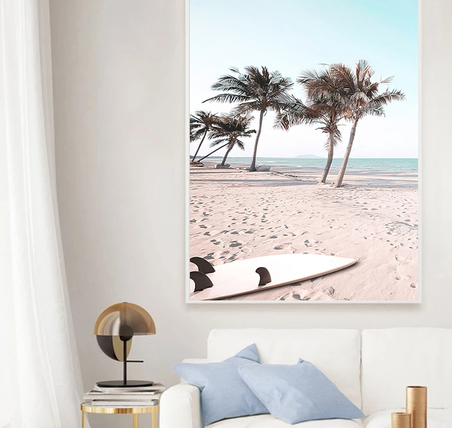 Obraz ścienny na płótnie Flamingo - nordyckie plakaty i druki zdjęć do salonu, plaża tropikalna morska rozgwiazda, surfing - Wianko - 6