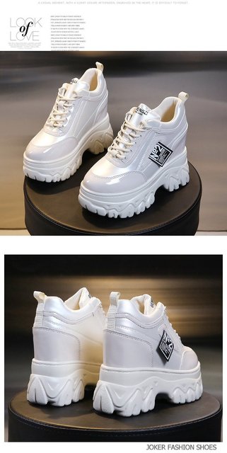 Chunky Sneakers 2021 dla kobiet - wysoka podeszwa, skórzane buty z grubą gumową podeszwą - Wianko - 12