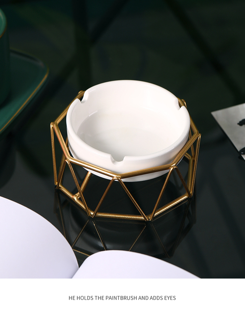 Popielniczka ceramiczna w stylu skandynawskim z geometrycznym wzorem - doskonała dekoracja do domu, hotelu, biurka. Kant Uchwyt na cygaro - Wianko - 10