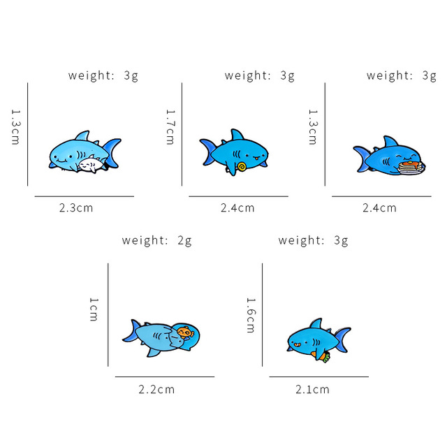 Zwierzęce szpilki emaliowane - niebieski rekin broszka - Wianko - 1