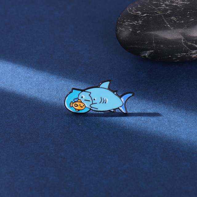 Zwierzęce szpilki emaliowane - niebieski rekin broszka - Wianko - 8