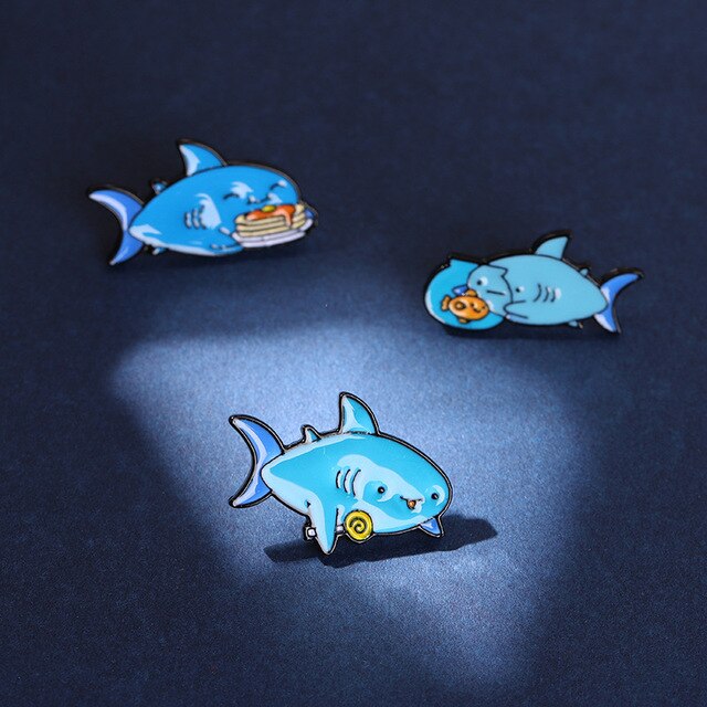 Zwierzęce szpilki emaliowane - niebieski rekin broszka - Wianko - 4