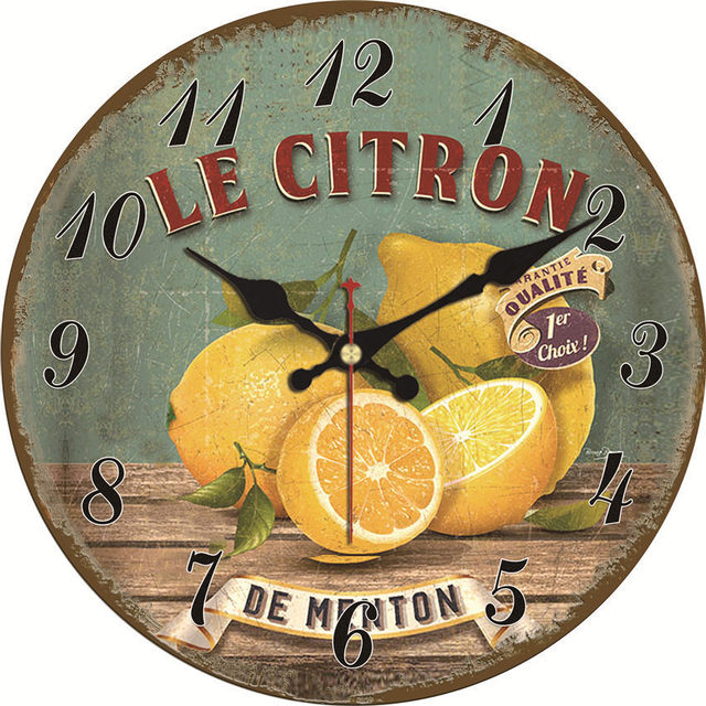 Pomarańczowy cytrynowy wapno - Plasterek cytrusowy na zegarze ściennym Vintage - Wianko - 3