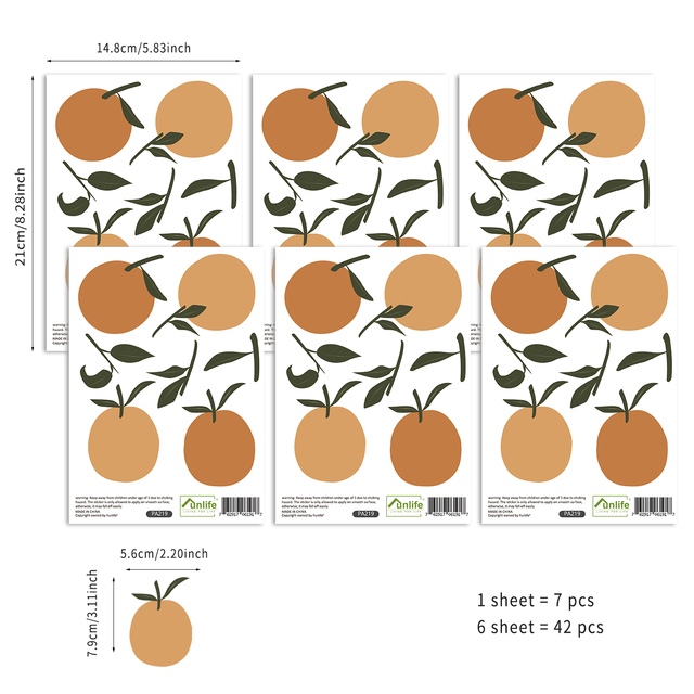 Naklejka ścienna do pokoju dziecięcego w stylu boho - pomarańczowe owoce dla dzieci dziewczyn chłopców- winylowa tablica naśćienna - Wianko - 2