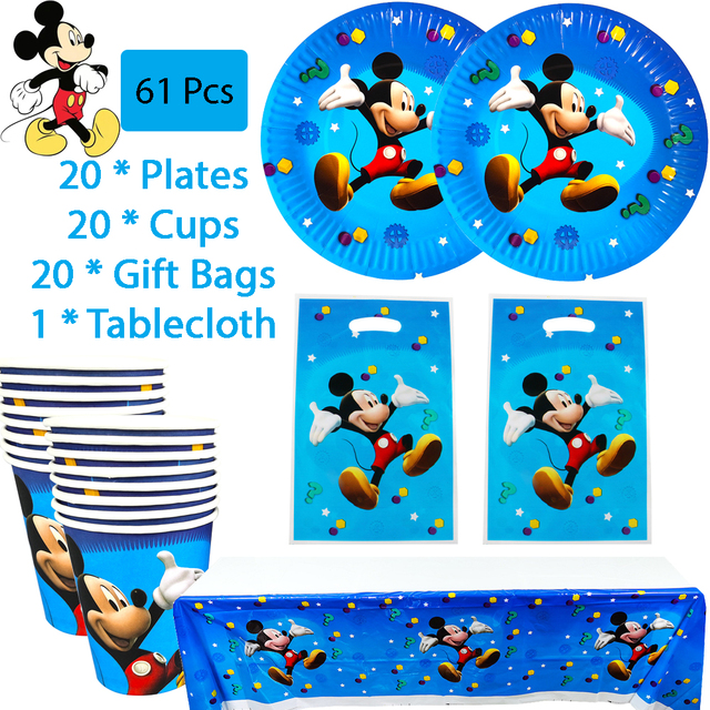 Zestaw jednorazowych naczyń Mickey Mouse na imprezę: kubek papierowy, talerz, serwetka, obrus, balon, dekoracje urodzinowe dla dzieci oraz Baby Shower - Wianko - 9